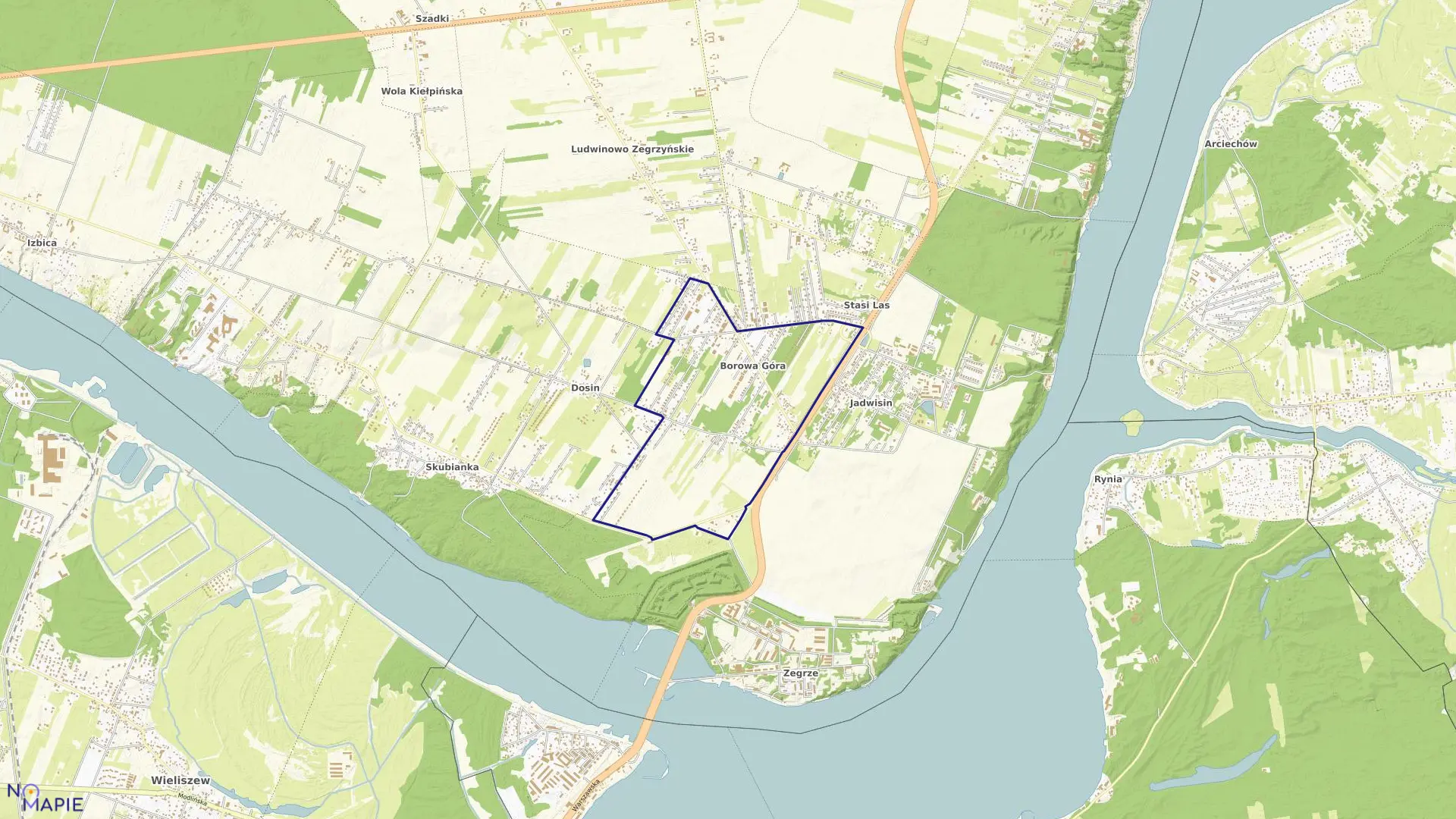 Mapa obrębu BOROWA GÓRA w gminie Serock